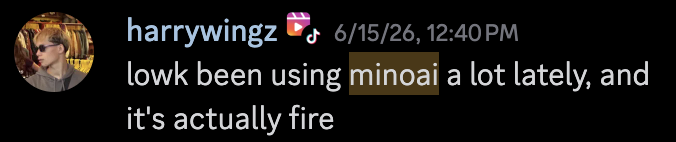 Original community post by harrywingz: lowk been using minoai a lot lately, and it’s actually fire