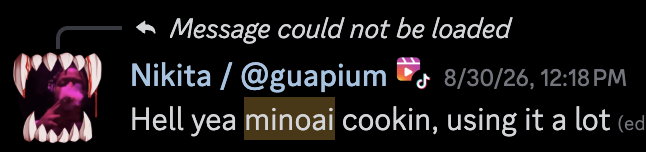 Original community post by Nikita / @guapium: Hell yea minoai cookin, using it a lot